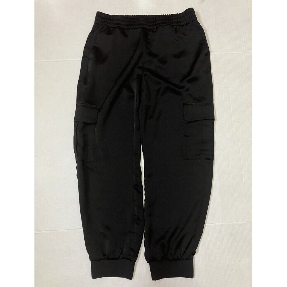 Banana Republic Cargo Jogger Pants Womens M Black Mid Rise Casual 6 Pockets